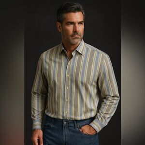 Tommy Bahama Men’s Striped Button-Down Shirt – Size M